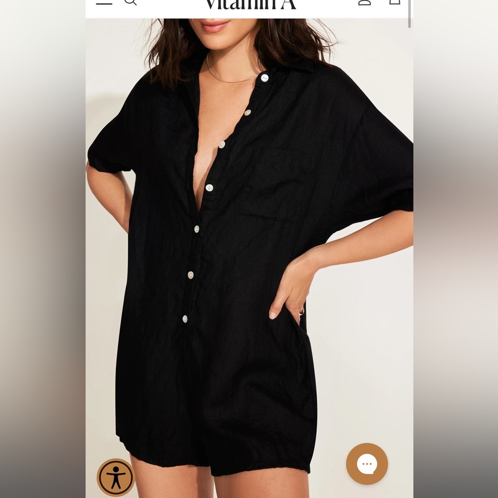 Vitamin A Playa Linen Short Romper Size Large NWOT